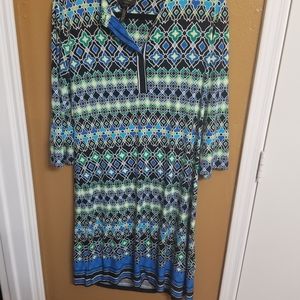 Colorful pattern dress.  below the knee size L